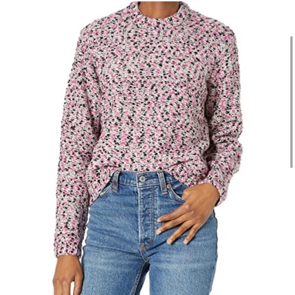Ted Baker London Bbetsy pink black white cropped wool sweater size 6 or 16 NWT